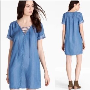 Lucky Brand Chambray T-shirt Shift Dress Blue Size XS
